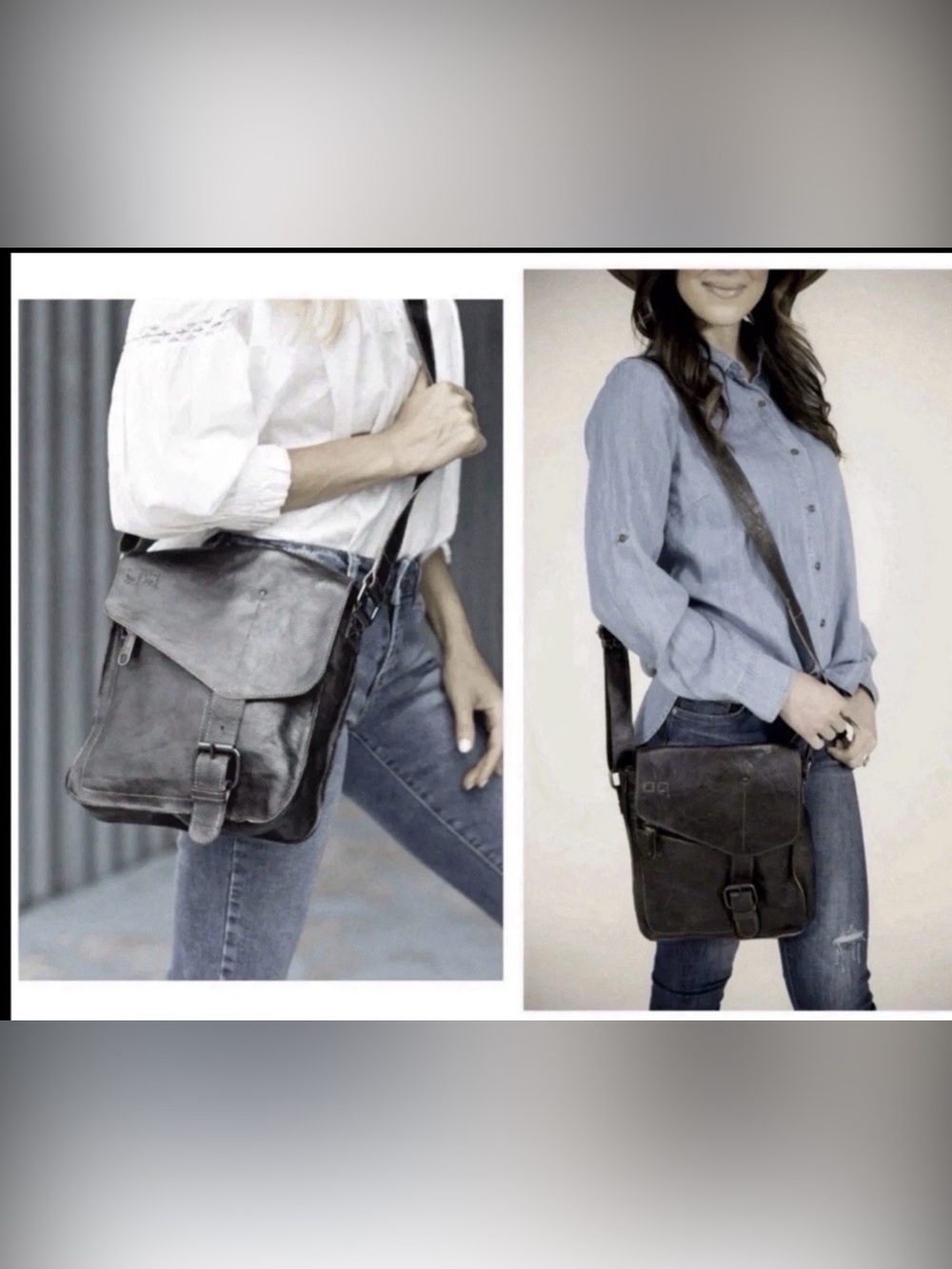 NWOT Bed Stu Leather Venice Beach Crossbody Bag Black Rustic Retail $240 - Picture 12 of 12